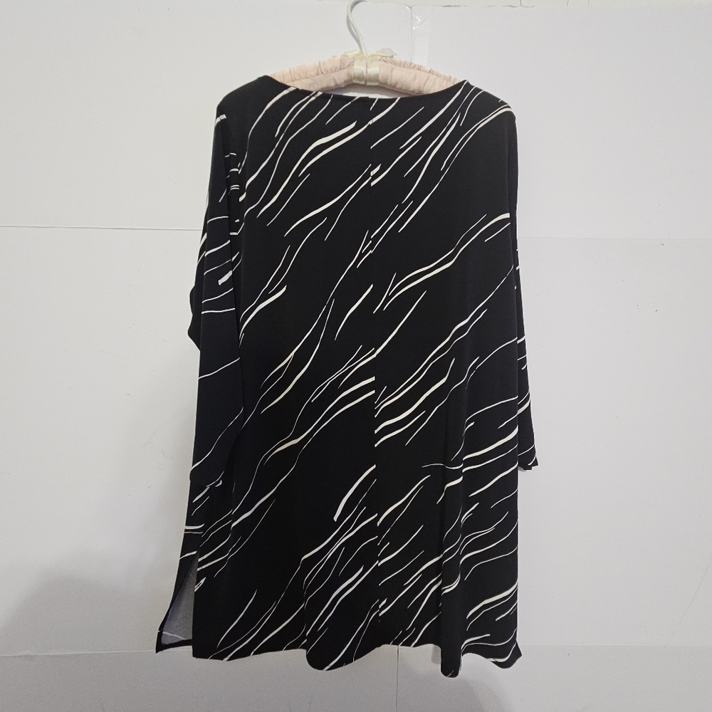 Alfani Size L Black Long-Sleeved Womens Wide Crew Neck Long Dress Shirt  Blouse - Picture 16 of 16